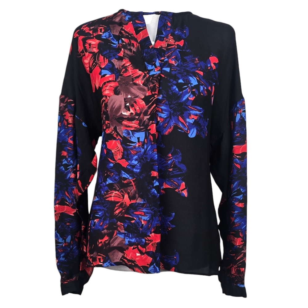Parker‎ 100% Silk Floral Long Sleeve Blouse Size XS